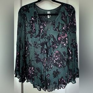 Feather Bone by Anthropologie, sheer long sleeve blouse, size XS